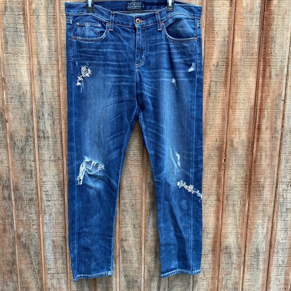 Lucky Brand Sienna slim boyfriend embroidered jean